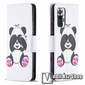 Notesz / mappa tok - PANDA MINTÁS - oldalra nyíló, rejtett mágneses záródás, bankkártyatartó zseb, asztali tartó funkció, szilikon belső - Xiaomi Redmi Note 10 Pro / Redmi Note 10 Pro Max kép