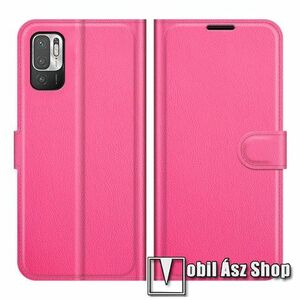 WALLET notesz tok / flip tok - MAGENTA - asztali tartó funkciós, oldalra nyíló, rejtett mágneses záródás, bankkártyatartó zseb, szilikon belső - Xiaomi Redmi Note 10 5G / Redmi Note 10T 5G / Poco M3 Pro 5G kép