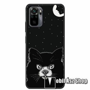 Szilikon védő tok / hátlap - FEKETE CICA MINTÁS - Xiaomi Redmi Note 10 / Note 10S / Poco M5s kép
