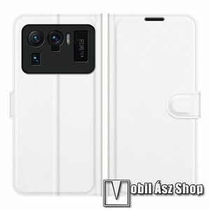 WALLET notesz tok / flip tok - FEHÉR - asztali tartó funkciós, oldalra nyíló, rejtett mágneses záródás, bankkártyatartó zseb, szilikon belső - Xiaomi Mi 11 Ultra kép