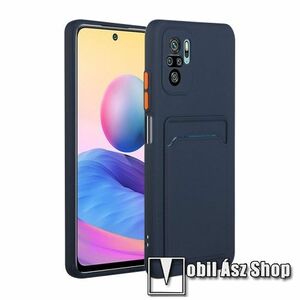 OTT! Card Protector szilikon védő tok / hátlap - SÖTÉTKÉK - bankkártya tartó zseb, erősített sarkok - ERŐS VÉDELEM! - Xiaomi Redmi Note 10 / Note 10S / Poco M5s kép