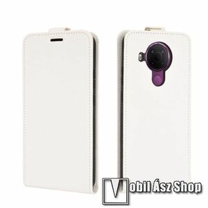 SLIM FLIP tok - FEHÉR - lefelé nyíló, rejtett mágneses záródás, szilikon belső, bankkártya tartó, előlapi hangszóró nyílás - NOKIA 5.4 kép