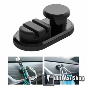 UNIVERZÁLIS Kábel szervező, kötegelő, kulcstartó, 1db-os, öntapadós - FEKETE kép