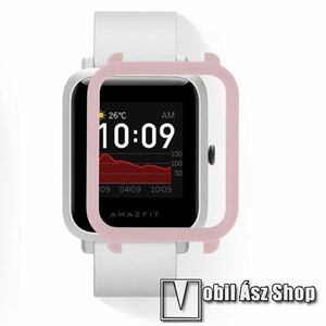 Okosóra műanyag védő tok / keret - RÓZSASZÍN - Xiaomi Amazfit Lite / Bip S / Bip 1S kép