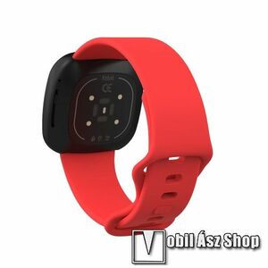 Okosóra szíj - szilikon - PIROS - 143mm + 100mm hosszú, 23mm széles, L-es méret - Fitbit Versa 4 / Versa 3 / Sense / Sense 2 kép