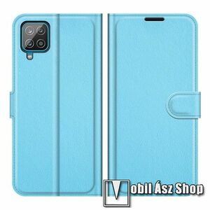 WALLET notesz tok / flip tok - VILÁGOSKÉK - asztali tartó funkciós, oldalra nyíló, rejtett mágneses záródás, bankkártyatartó zseb, szilikon belső - SAMSUNG Galaxy A22 4G (SM-A225F) kép