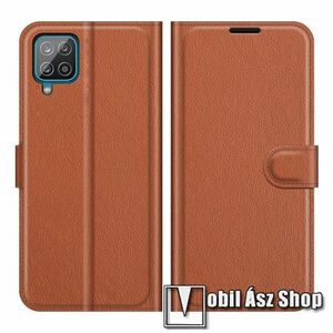 WALLET notesz tok / flip tok - BARNA - asztali tartó funkciós, oldalra nyíló, rejtett mágneses záródás, bankkártyatartó zseb, szilikon belső - SAMSUNG Galaxy A22 4G (SM-A225F) kép
