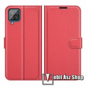 WALLET notesz tok / flip tok - PIROS - asztali tartó funkciós, oldalra nyíló, rejtett mágneses záródás, bankkártyatartó zseb, szilikon belső - SAMSUNG Galaxy A22 4G (SM-A225F) kép