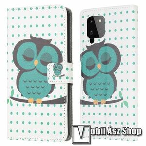 Notesz / mappa tok - ALVÓ BAGOLY MINTÁS - oldalra nyíló, rejtett mágneses záródás, belső zseb, asztali tartó funkció, szilikon belső - SAMSUNG Galaxy A22 4G (SM-A225F) kép
