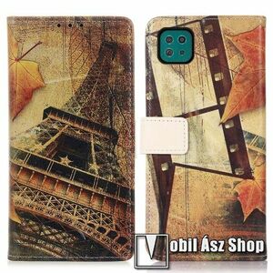 Notesz / mappa tok - EIFFEL TORONY MINTÁS - oldalra nyíló, rejtett mágneses záródás, belső zseb, asztali tartó funkció, szilikon belső - SAMSUNG Galaxy A22 5G (SM-A226) / Galaxy F42 5G (SM-E426B/DS) kép