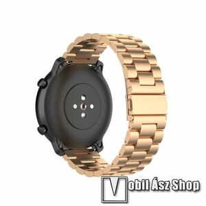 Fém okosóra szíj - ROSE GOLD - rozsdamentes acél, csatos, 220mm hosszú, 22mm széles - SAMSUNG Galaxy Watch 46mm / Watch GT2 46mm / Watch GT 2e / Galaxy Watch3 45mm / Honor MagicWatch 2 46mm kép