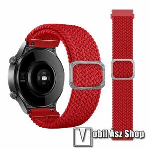 Okosóra szíj - szövet, sztreccses, állítható - PIROS - 240mm hosszú, 22mm széles - SAMSUNG Galaxy Watch 46mm / Watch GT2 46mm / Watch GT 2e / Galaxy Watch3 45mm / Honor MagicWatch 2 46mm kép