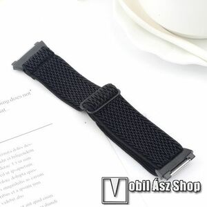 Okosóra szíj - szövet, sztreccses, állítható - FEKETE - 180mm hosszú - Fitbit Ionic kép