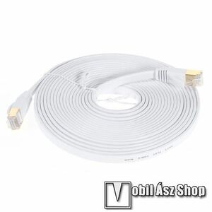 UTP CAT7 PATCH LAN KÁBEL - 5m hosszú, lapos kábel, 10 Gbps, árnyékolt RJ45 csatlakozók - FEHÉR kép