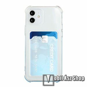 Szilikon védő tok / hátlap - FÉNYES - ÁTLÁTSZÓ - bankkártyatartó zseb, erősített sarkok - APPLE iPhone 12 mini kép