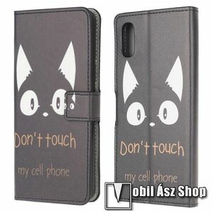 Notesz / mappa tok - Do Not Touch My Cell Phone MINTÁS - oldalra nyíló, rejtett mágneses záródás, belső zseb, asztali tartó funkció, szilikon belső - SAMSUNG Galaxy Xcover 5 (SM-G525F) kép