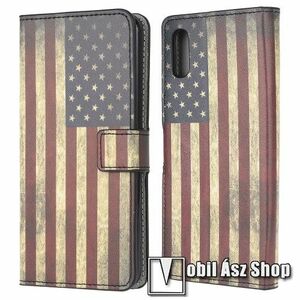 Notesz / mappa tok - USA ZÁSZLÓ MINTÁS - oldalra nyíló, rejtett mágneses záródás, belső zseb, asztali tartó funkció, szilikon belső - SAMSUNG Galaxy Xcover 5 (SM-G525F) kép