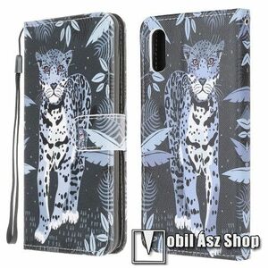 Notesz / mappa tok - LEOPÁRD MINTÁS - oldalra nyíló, rejtett mágneses záródás, belső zseb, asztali tartó funkció, szilikon belső - SAMSUNG Galaxy Xcover 5 (SM-G525F) kép