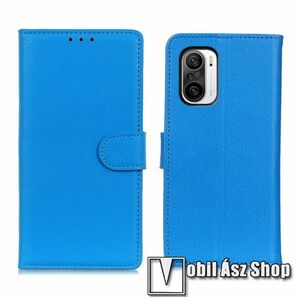 WALLET notesz tok / flip tok - VILÁGOSKÉK - asztali tartó funkciós, oldalra nyíló, rejtett mágneses záródás, bankkártyatartó zseb, szilikon belső - Xiaomi Redmi K40 / Redmi K40 Pro / Redmi K40 Pro Plus / Mi 11i / Mi 11X / Mi 11X Pro / Poco F3 kép