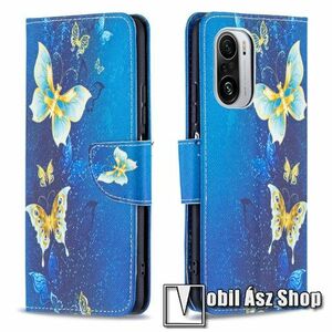 Notesz / mappa tok - PILLANGÓ MINTÁS - oldalra nyíló, rejtett mágneses záródás, belső zseb, asztali tartó funkció, szilikon belső - Xiaomi Redmi K40 / Redmi K40 Pro / Redmi K40 Pro Plus / Mi 11i / Mi 11X / Mi 11X Pro / Poco F3 kép