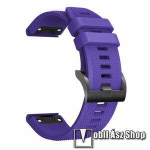 Okosóra szíj - szilikon - LILA - 94mm +127mm hosszú, 22mm QUICKFIT - Garmin Fenix 5 / 5 Plus / 5 Plus Sapphire / 6 / 6 Pro / 6 Sapphire / Instinct / Forerunner 935 / 745 / 945 / Quatix 3 / Descent MK1 / Tactix Charlie kép