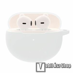 Szilikon védő tok Oppo Enco Air-hez - töltőnyílás, karabiner - FEHÉR kép