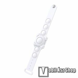 Szilikon szíj Apple AirTag-hez - állítható méret, stresszoldó buborék, 210mm hosszú - FEHÉR kép