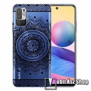 Szilikon védő tok / hátlap - FEKETE MANDALA MINTÁS - ÁTLÁTSZÓ - Xiaomi Redmi Note 10 5G / Redmi Note 10T 5G / Poco M3 Pro 5G kép
