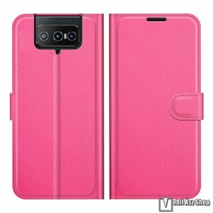 WALLET notesz tok / flip tok - MAGENTA - asztali tartó funkciós, oldalra nyíló, rejtett mágneses záródás, bankkártyatartó zseb, szilikon belső - ASUS Zenfone 8 Flip (ZS672KS) kép