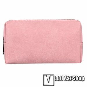 UNIVERZÁLIS fekvő tok / táska - RÓZSASZÍN - szövet, fülhallgatók, kábelek, pendriveok, powerbankok számára ideális, cseppálló, cipzár, hordozható - 190 x 110 x 40mm kép