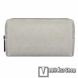UNIVERZÁLIS fekvő tok / táska - VILÁGOS SZÜRKE - szövet, fülhallgatók, kábelek, pendriveok, powerbankok számára ideális, cseppálló, cipzár, hordozható - 190 x 110 x 40mm kép