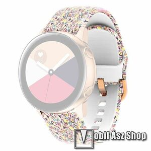 Okosóra szíj - szilikon - SZÍNES LEVÉL MINTÁS - 86mm+128mm hosszú, 22mm széles - SAMSUNG Galaxy Watch 46mm / Watch GT2 46mm / Watch GT 2e / Galaxy Watch3 45mm / Honor MagicWatch 2 46mm kép