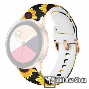 Okosóra szíj - szilikon - NAPRAFORGÓ MINTÁS - 86mm+128mm hosszú, 22mm széles - SAMSUNG Galaxy Watch 46mm / Watch GT2 46mm / Watch GT 2e / Galaxy Watch3 45mm / Honor MagicWatch 2 46mm kép