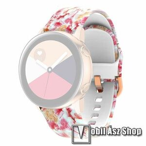 Okosóra szíj - szilikon - LILIOM MINTÁS - 86mm+128mm hosszú, 22mm széles - SAMSUNG Galaxy Watch 46mm / Watch GT2 46mm / Watch GT 2e / Galaxy Watch3 45mm / Honor MagicWatch 2 46mm kép