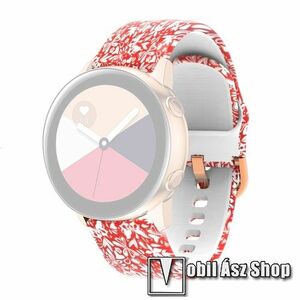 Okosóra szíj - szilikon - FEHÉR PILLANGÓ MINTÁS - 86mm+128mm hosszú, 22mm széles - SAMSUNG Galaxy Watch 46mm / Watch GT2 46mm / Watch GT 2e / Galaxy Watch3 45mm / Honor MagicWatch 2 46mm kép