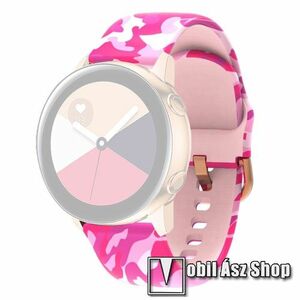 Okosóra szíj - szilikon - RÓZSASZÍN TEREPMINTÁS - 86mm+128mm hosszú, 22mm széles - SAMSUNG Galaxy Watch 46mm / Watch GT2 46mm / Watch GT 2e / Galaxy Watch3 45mm / Honor MagicWatch 2 46mm kép