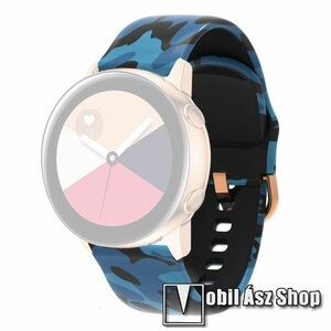 Okosóra szíj - szilikon - KÉK TEREPMINTÁS - 86mm+128mm hosszú, 22mm széles - SAMSUNG Galaxy Watch 46mm / Watch GT2 46mm / Watch GT 2e / Galaxy Watch3 45mm / Honor MagicWatch 2 46mm kép