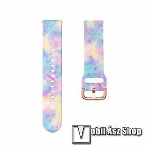 Okosóra szíj - szilikon - SZÍNES FELHŐ MINTÁS - 86mm+128mm hosszú, 22mm széles - SAMSUNG Galaxy Watch 46mm / Watch GT2 46mm / Watch GT 2e / Galaxy Watch3 45mm / Honor MagicWatch 2 46mm kép