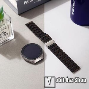 Okosóra szíj - szilikon, rozsdamentes acél csatos - ÁTTETSZŐ FEKETE - 185mm hosszú, 20mm széles - SAMSUNG Galaxy Watch 42mm / Xiaomi Amazfit GTS / Galaxy Watch3 41mm / HUAWEI Watch GT 2 42mm / Galaxy Watch Active / Active 2 kép