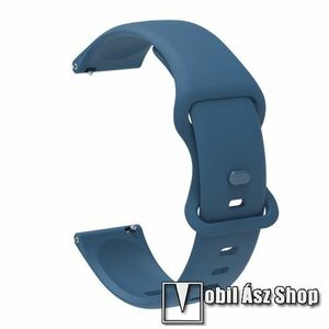 Okosóra szíj - szilikon - SÖTÉTKÉK - 94mm + 130mm hosszú, 22mm széles - SAMSUNG Galaxy Watch 46mm / Watch GT2 46mm / Watch GT 2e / Galaxy Watch3 45mm / Honor MagicWatch 2 46mm kép