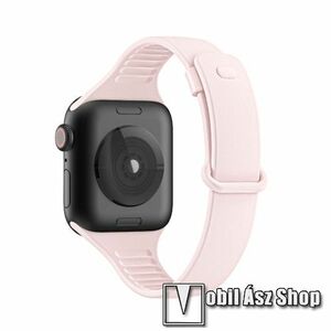 Okosóra szíj - RÓZSASZÍN - szilikon - 116mm + 95mm hosszú - Apple Watch Series 1/2/3 42mm / 4/5/6/SE 44mm / 7/8 45mm / 10 46mm / Ultra / Ultra 2 49mm kép