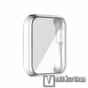 Okosóra szilikon védő tok / keret - GALVANIZÁLT EZÜST - Szilikon előlapvédő is! - Xiaomi Mi Watch Lite / Xiaomi Redmi Watch kép