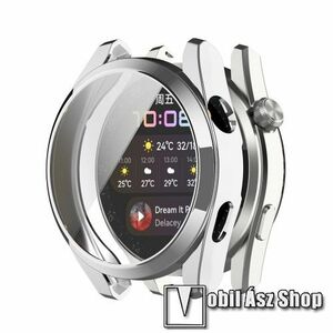 Okosóra szilikon védő tok / keret - GALVANIZÁLT EZÜST - Szilikon előlapvédő is! - HUAWEI Watch 3 Pro 48mm kép