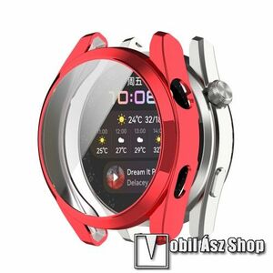 Okosóra szilikon védő tok / keret - GALVANIZÁLT PIROS - Szilikon előlapvédő is! - HUAWEI Watch 3 Pro 48mm kép