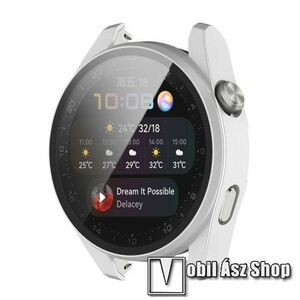 Okosóra műanyag védő tok / keret - EZÜST - 9H edzett üveg előlap védő is! - HUAWEI Watch 3 Pro 48mm kép