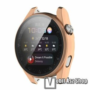 Okosóra műanyag védő tok / keret - ROSE GOLD - 9H edzett üveg előlap védő is! - HUAWEI Watch 3 Pro 48mm kép