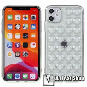 Szilikon védő tok / hátlap - ÁTTETSZŐ FEKETE - légpárnás stresszoldós buborékos hátlap - APPLE iPhone 11 kép