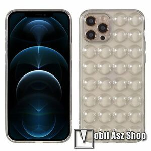 Szilikon védő tok / hátlap - ÁTTETSZŐ FEKETE - légpárnás stresszoldós buborékos hátlap - APPLE iPhone 12 Pro kép