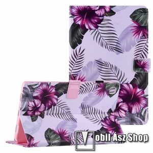 Notesz tok / mappa tok - LILA VIRÁG MINTÁS - asztali tartó funkciós, oldalra nyíló, rejtett mágneses záródás, bankkártyatartó zsebekkel, ceruzatartó, szilikon belső - SAMSUNG Galaxy Tab A7 10.4 (2020) (SM-T500/T505) / (2022) (SM-T509) kép