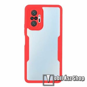 OTT! FULL COVERAGE műanyag védő tok / átlátszó hátlap - PIROS - szilikon szegély, 360°-os védelem, két rétegű, PET kijelzővédő is, erősített sarkok, ERŐS VÉDELEM! - Xiaomi Redmi Note 10 Pro / Redmi Note 10 Pro Max kép
